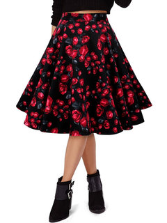 Knee Length Ball Gown Patchwork Cotton Plain Skirt (Style V200086)