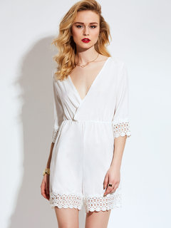 Mini Loose Plain Polyester Patchwork Jumpsuit (Style V200092)