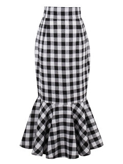 Mid-Calf Mermaid Cotton Blends Skirt (Style V200094)