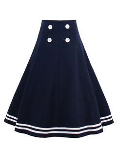 Mid-Calf A-line Cotton Blends Skirt (Style V200095)