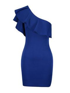 Bodycon Asymmetric Plain Backless Cotton Bodycon Dresses (Style V200105)