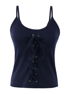 Short Slim Plain Cotton Backless Tank Top (Style V200112)