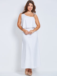 A-line Asymmetric Plain Maxi Dresses (Style V200137)
