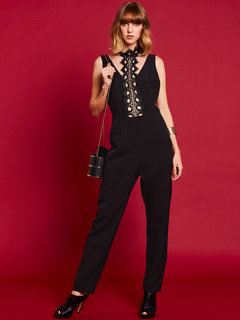 Maxi Slim Vintage Plain Backless Jumpsuit (Style V200156)