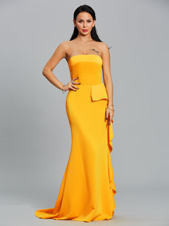 Trumpet Strapless Plain Backless Maxi Dresses (Style V200179)
