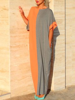 Bodycon Round Neck Color Block Patchwork Milk Fiber Bodycon Dresses (Style V200183)