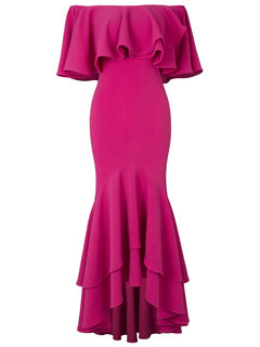 Mermaid Round Neck Plain Backless Polyester Midi Dresses (Style V200286)