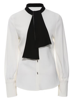 Standard Slim Woven Fabric Patchwork Blouse (Style V200327)