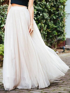 Maxi Ball Gown Patchwork Cotton Plain Skirt (Style V200336)