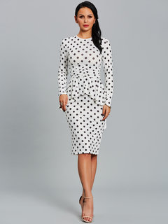 Bodycon Round Neck Color Block Patchwork Bodycon Dresses (Style V200349)