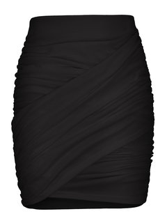 Mini Bodycon Ruffle Cotton Blends Plain Skirt (Style V200392)