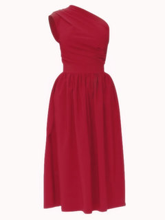 Trumpet Asymmetric Plain Ruffle Midi Dresses (Style V200403)