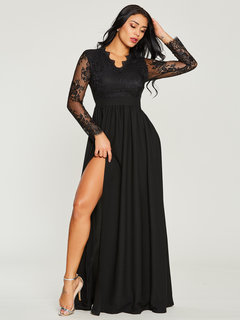 Expansion V-neck Patchwork Maxi Dresses (Style V200424)