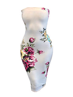 Bodycon Strapless Floral Print Bodycon Dresses (Style V200429)