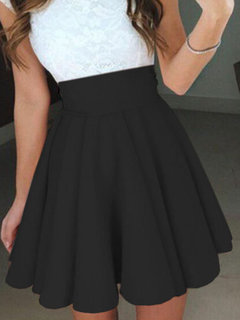 Mini A-line Patchwork Polyester Plain Skirt (Style V200430)