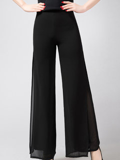 Maxi Loose Work Chiffon Plain Casual Pants (Style V200440)