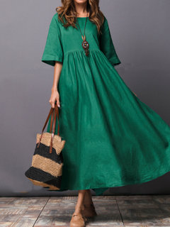 Trumpet Round Neck Plain Maxi Dresses (Style V200441)