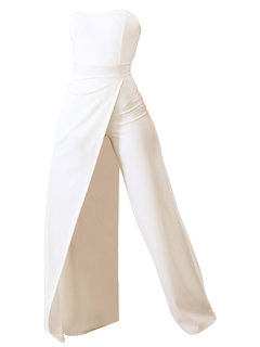 Maxi Slim Plain Polyester Backless Jumpsuit (Style V200443)