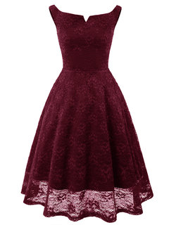 A-line Off The Shoulder Plain Backless Midi Dresses (Style V200450)