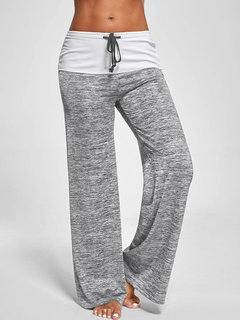 Maxi Loose Cotton Blends Color Block Casual Pants (Style V200454)
