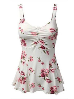 Standard Slim Sweet Floral Pattern Tank Top (Style V200471)