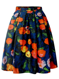 Mid-Calf Ball Gown Patchwork Polyester Floral Skirt (Style V200474)