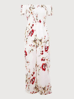 Ankle Length Loose Floral Backless Jumpsuit (Style V200497)