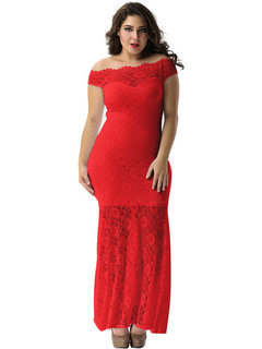 Bodycon Off The Shoulder Plain Backless Lace Bodycon Dresses (Style V200500)