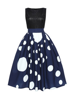 Trumpet Round Neck Patchwork Knee Length Dresses (Style V200532)