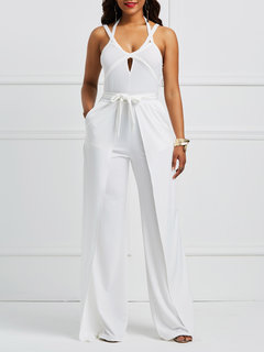 Maxi Slim Plain Backless Jumpsuit (Style V200537)