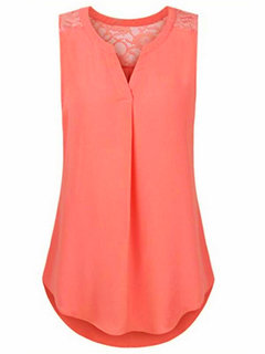 V-neck Midi Straight Patchwork Blouse (Style V200606)