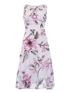 Western A-line Round Neck Floral Patchwork Floral Dresses (Style V200615)