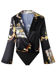 Mini Slim Western Floral Patchwork Jumpsuit (Style V200620)