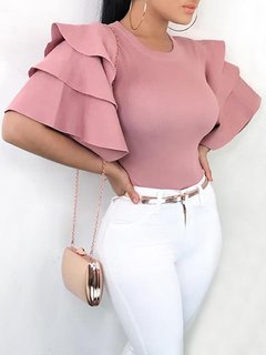 Round Neck Standard Slim Western Plain Sweater (Style V200630)