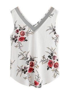 Standard Loose Western Floral Pattern Tank Top (Style V200632)
