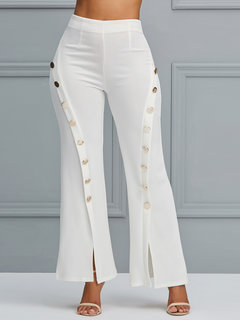 Maxi Skinny Office Polyester Plain Casual Pants (Style V200643)