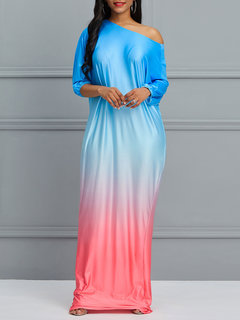 Bodycon Round Neck Gradient Print Milk Fiber Bodycon Dresses (Style V200660)