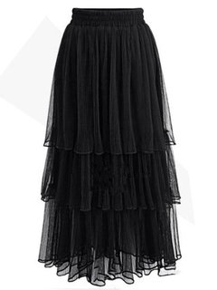 Ankle Length Cupcake Skirts Fashion Patchwork Plain Skirt (Style V200679)