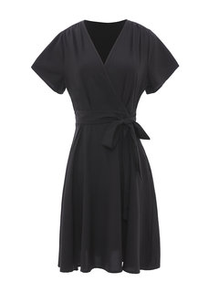 Vintage A-line V-neck Plain Strappy Mini Dresses (Style V200694)