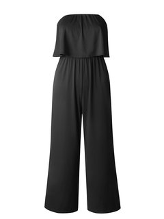 Loose Western Plain Polyester Backless Jumpsuit (Style V200704)