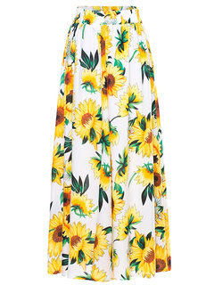 Ankle Length Fit and Flare Sweet Viscose Floral Skirt (Style V200709)