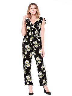 Maxi Slim Western Color Block Pattern Jumpsuit (Style V200744)