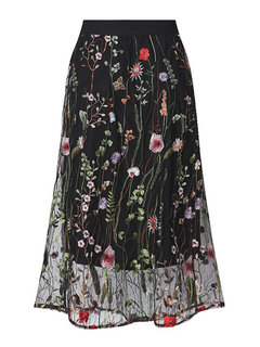 Mid-Calf A-line Sweet Mesh Lace Skirt (Style V200756)