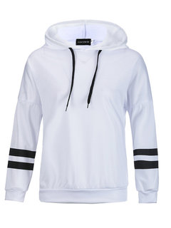 Hooded Standard Straight Striped Patchwork Hoodie (Style V200762)