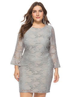Casual Bodycon Plain Lace Lace Casual Dresses (Style V200778)