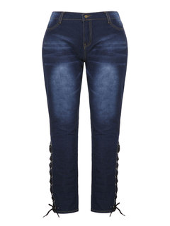 Maxi Skinny Western Strappy Plain Jeans (Style V200782)