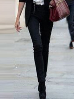 Maxi Skinny Western Zipper Plain Casual Pants (Style V200784)