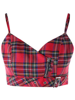 Standard Slim Sexy Plaid Cotton Tank Top (Style V200842)