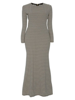 Western Round Neck Striped Zipper Knitted Maxi Dresses (Style V200852)