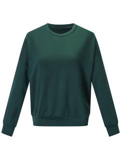 Round Neck Standard Loose Casual Plain Hoodie (Style V200865)